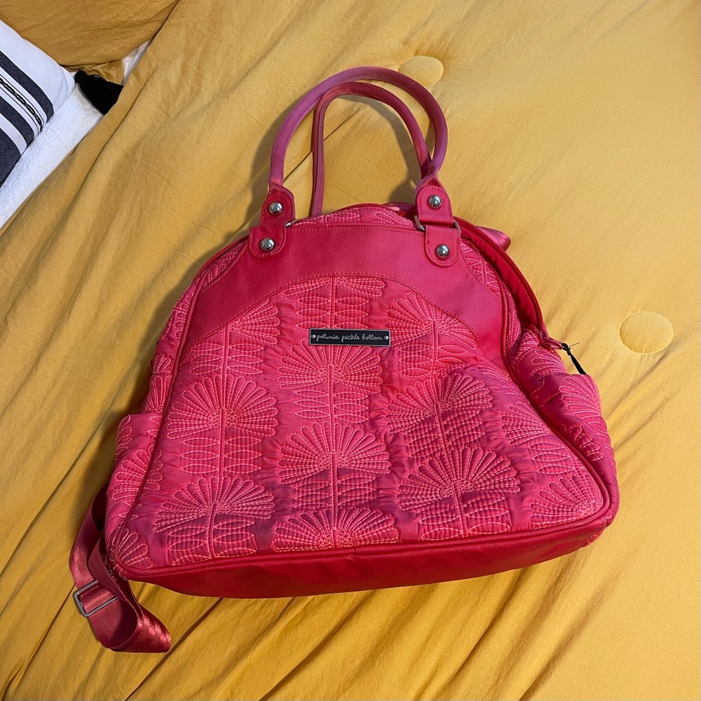 Petunia Pickle Bottom pink floral diaper backpack bag